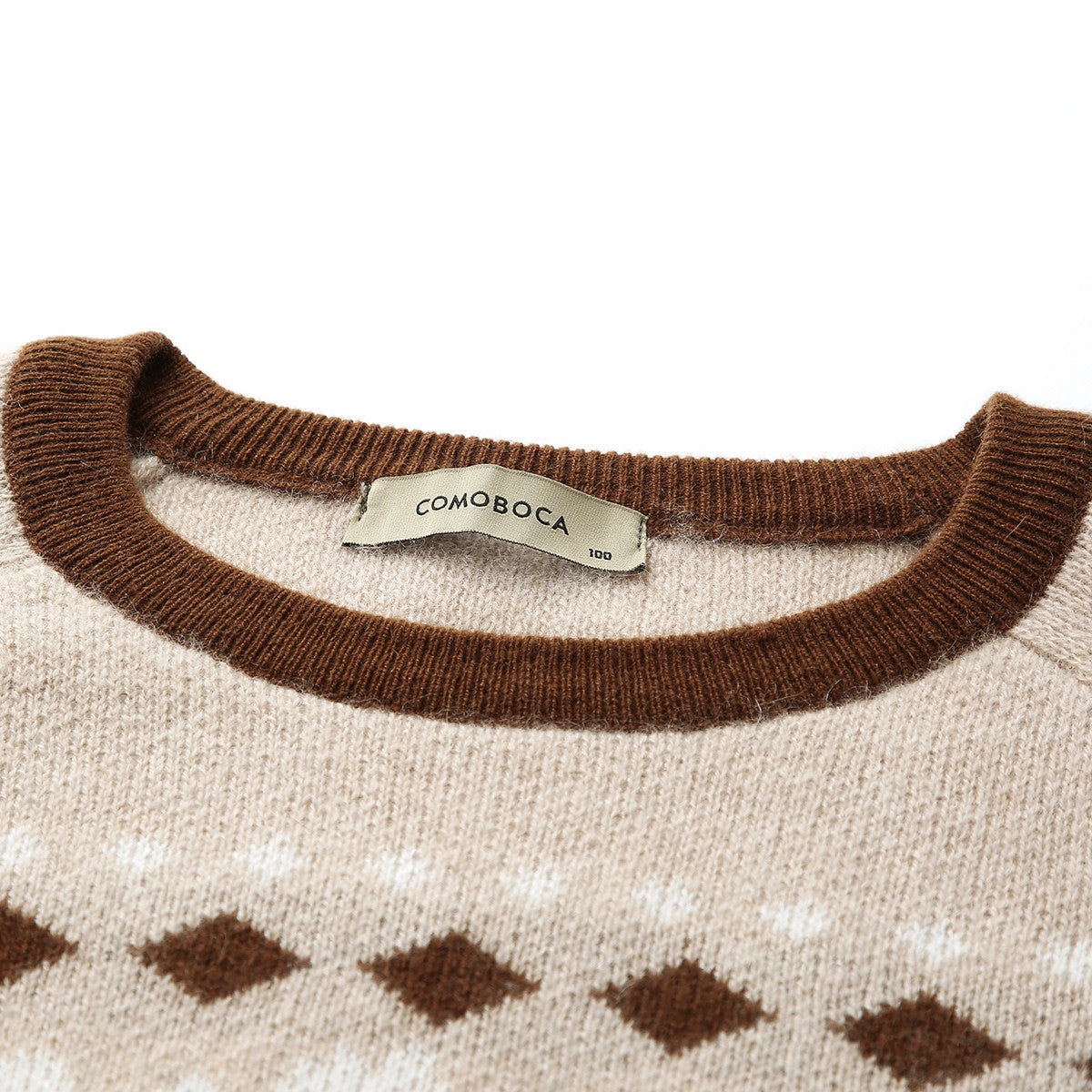 100% Cashmere Vintage Geometric Patterned Knit Sweater