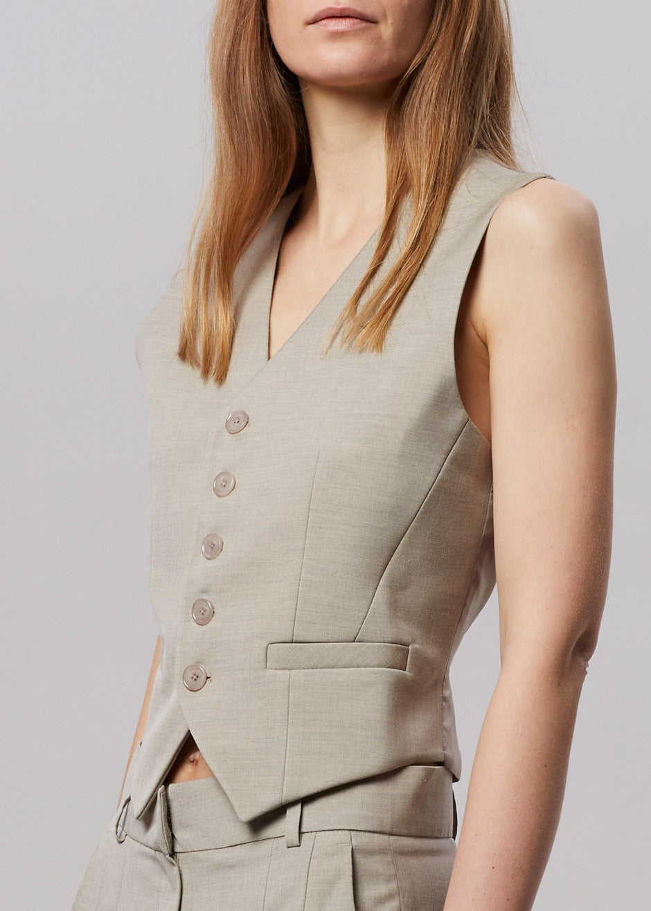 Gelso Waistcoat - Light Taupe Melange