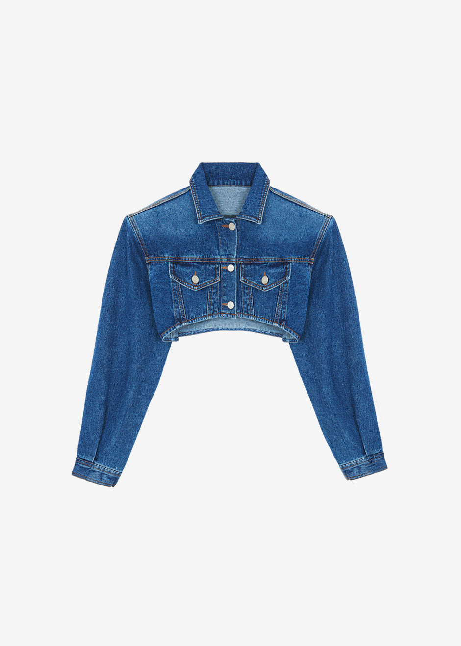 Kett Cropped Denim Jacket - Dark Indigo