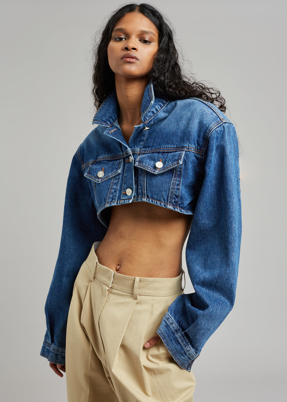 Kett Cropped Denim Jacket - Dark Indigo