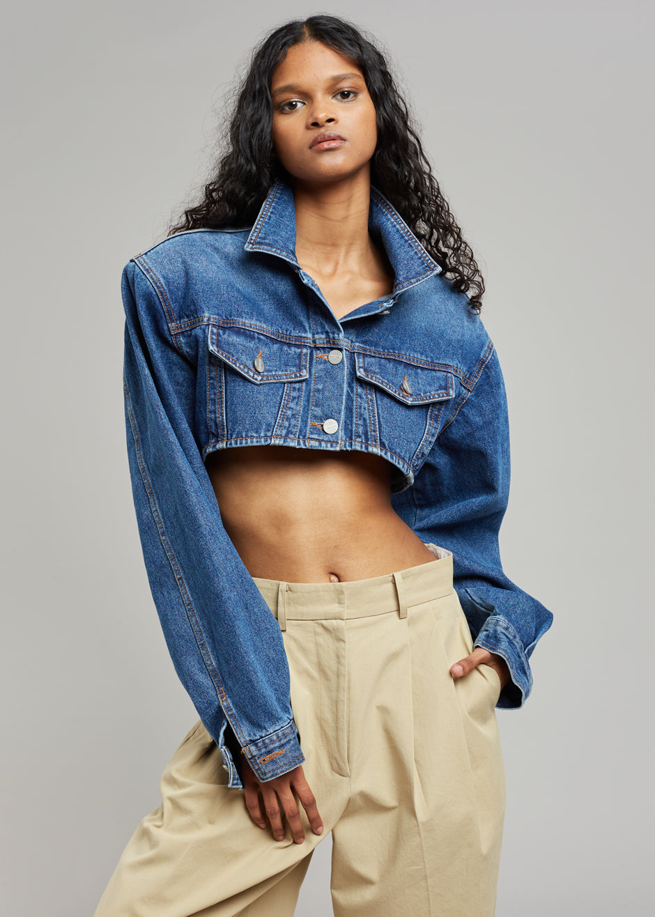 Kett Cropped Denim Jacket - Dark Indigo