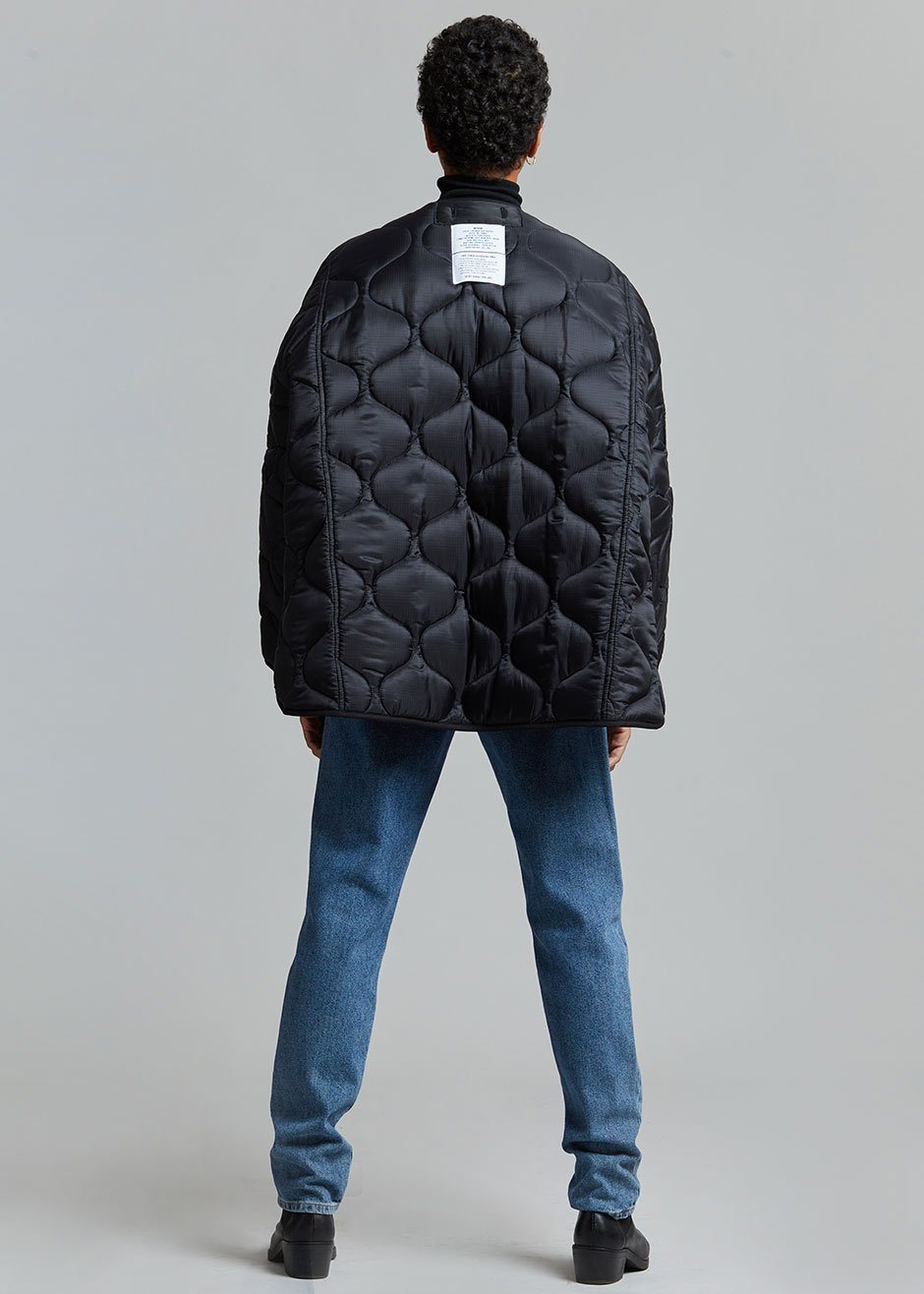 Teddy Quilted Jacket - Black